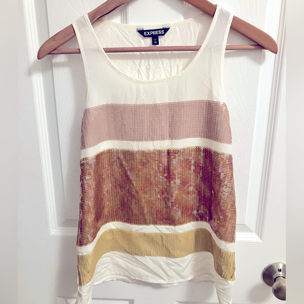 Express XS sequin ombré tank top EUC